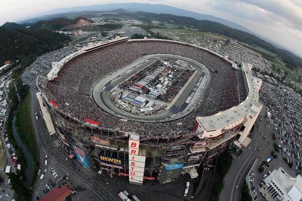 The NASCAR Sprint Cup Series auto race is run in Bristol Motor Speedway on Saturday, Aug. 25, 2012, in Bristol, Tenn. (Andrew Coppley, CIA Bristol Motor Speedway via AP, Pool, File)