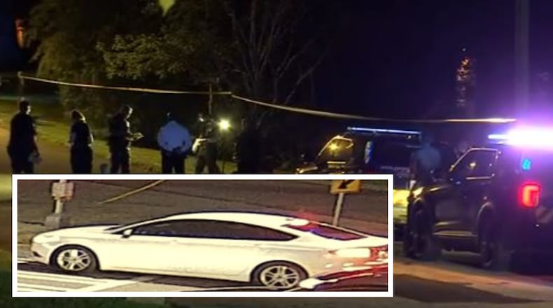 Atlanta police said they are trying to find a white Ford Fusion after the suspect in a Aug. 17 fatal shooting was seen fleeing the scene in the car.