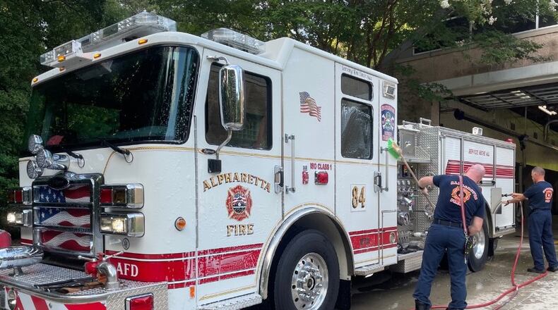 Alpharetta's Fire Engine #84 is one of three to be replaced in the next few years. COURTESY ALPHARETTA DEPARTMENT OF PUBLIC SAFETY