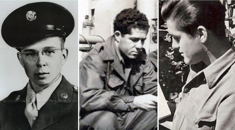 From left to right, Alan Kinder, Hilbert Margol and Andy Negra are Georgia residents and World War II veterans who are traveling to France to commemorate the 80th anniversary of D-Day.