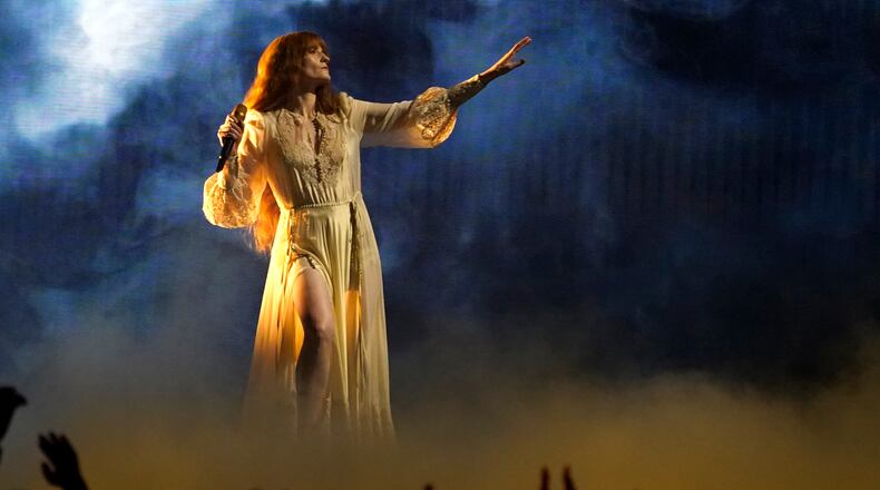Florence Welch of Florence and the Machine performs "My Love" at the Billboard Music Awards on Sunday, May 15, 2022, at the MGM Grand Garden Arena in Las Vegas. (AP Photo/Chris Pizzello)