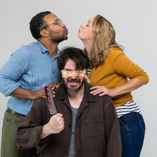 Christopher Hampton (clockwise from top left), Veronika Duerr and Monty Wilson in the world premiere of "Bleeding Hearts" at Theatrical Outfit. (Courtesy of Casey G. Ford)