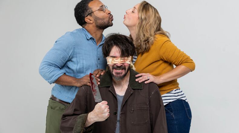 Christopher Hampton (clockwise from top left), Veronika Duerr and Monty Wilson in the world premiere of "Bleeding Hearts" at Theatrical Outfit. (Courtesy of Casey G. Ford)