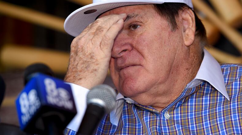This was Pete Rose in 2015, the last time commissioner Rob Manfred denied his bid for reinstatement. (AP Photo/Mark J. Terrill)