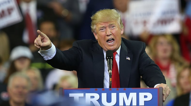 ORLANDO, FL - MARCH 05: Republican presidential candidate Donald Trump speaks at the CFE Arena during a campaign stop on the campus of the University of Central Florida on March 5, 2016 in Orlando, Florida. Primary voters head to the polls on March 15th in Florida. (Photo by Joe Raedle/Getty Images)
