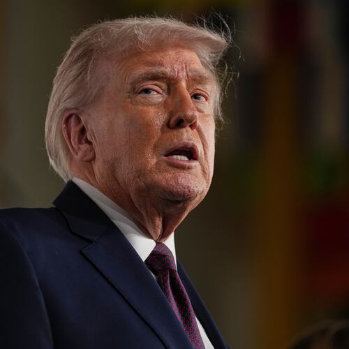 President Donald Trump arrives for the premiere of first lady Melania Trump's movie "Melania" at The John F. Kennedy Memorial Center For The Performing Arts, Thursday, Jan. 29, 2026, in Washington. (AP Photo/Allison Robbert)