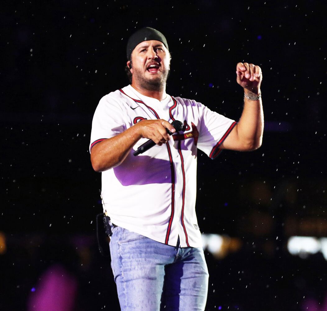 Luke Bryan rocked rainy and sold out Truist Park on Saturday, August 17, 2024 on his Mind of a Country Boy Tour. His support acts were Bailey Zimmerman, Kameron Marlowe and American Idol winner Chayce Beckham. 
Robb Cohen for the Atlanta Journal-Constitution