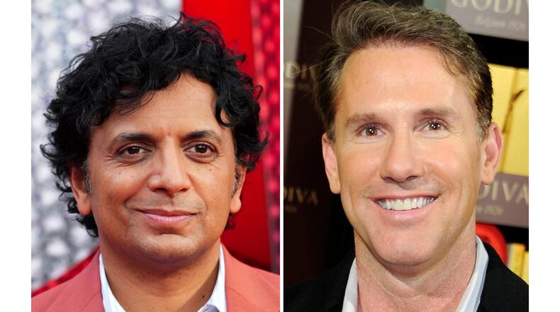 This combination of images shows M. Night Shyamalan, left, and Nicholas Sparks. (AP Photo)