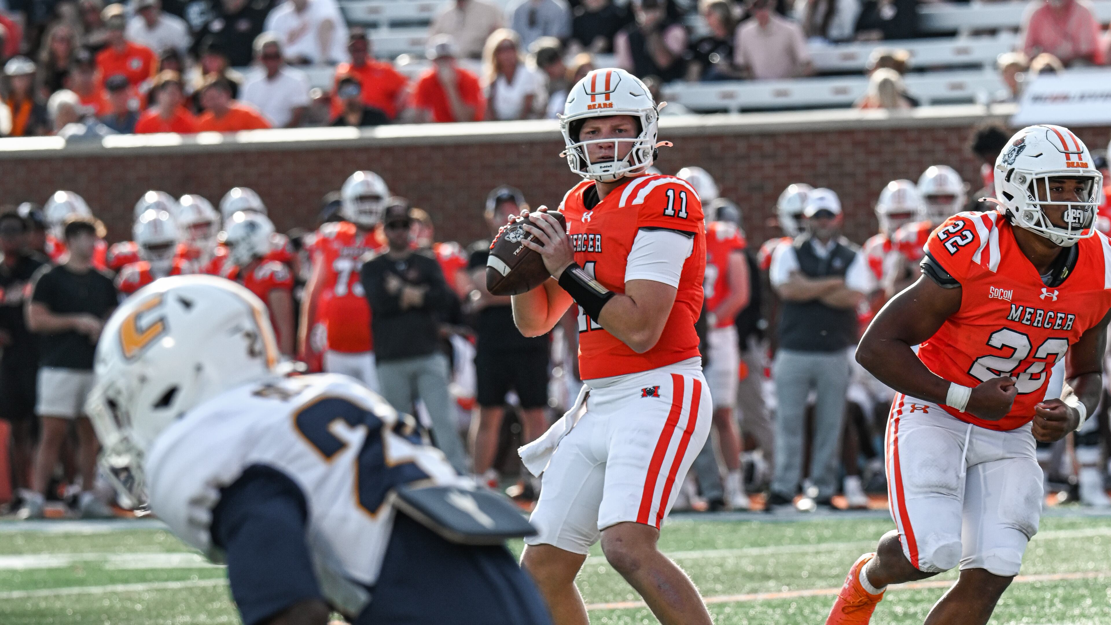 Braden Atkinson, winner of the Jerry Rice Award for being the top freshman football player in FCS, will have a new coach next year. (Courtesy Mercer University Athletics)