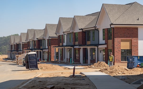 Ongoing construction of the redeveloped Bowen Homes public housing site on Yates Drive NW in Atlanta, Georgia, Wednesday, April 22, 2026. (Ben Hendren for the AJC)
