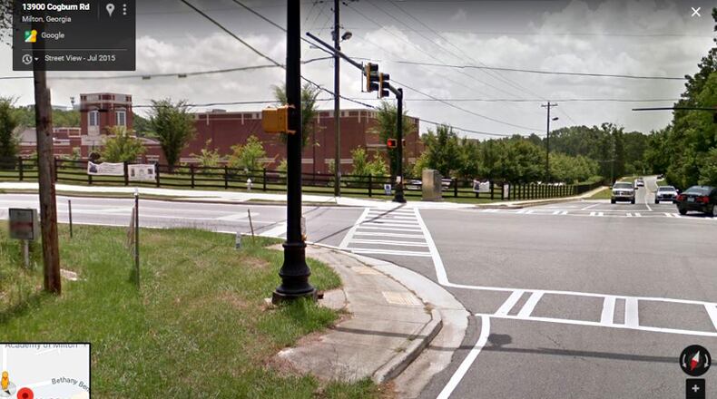 A contract to design a new sidewalk to plug a 1,200-foot gap along Cogburn Road between Cambridge High School and neighborhoods to the north has been approved by the Milton City Council. GOOGLE MAPS