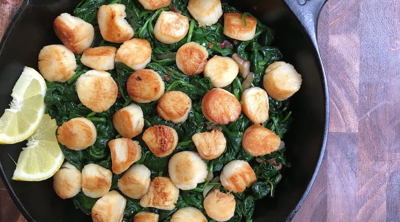 A cast-iron skillet is the main ingredient in this easy scallop recipe. CONTRIBUTED BY KELLIE HYNES