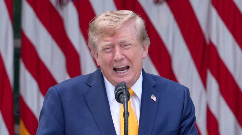 President Donald Trump speaks during a back to school event in the Rose Garden of the White House, Monday, Aug. 24, 2026, in Washington. (AP Photo/Alex Brandon)