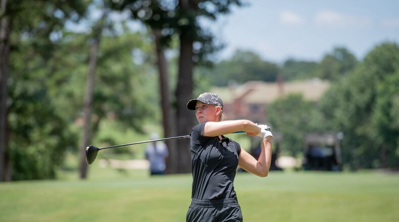 Ava Merrill of Johns Creek plays a shot during the 2025 Georgia Women's Amateur, which she won. Merrill, a junior at Vanderbilt, has been invited to play in the 2026 Augusta National Women's Amateur. (Kate Awtrey-King/AJC)