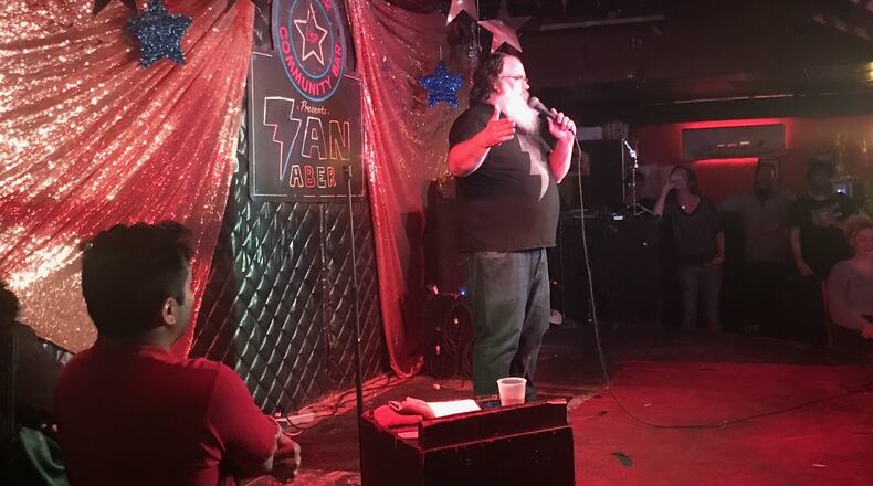 Comedian Ian Aber onstage at Star Bar during his album recording in 2019.