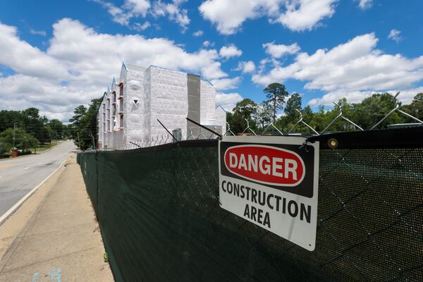 A housing project is shown under construction on Clairmont Road last week in Chamblee. (Jason Getz/AJC)