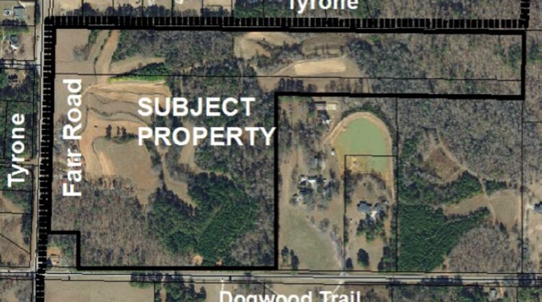Nearly 40 homes are slated for 59 acres of property to be annexed by Tyrone. Courtesy Fayette County