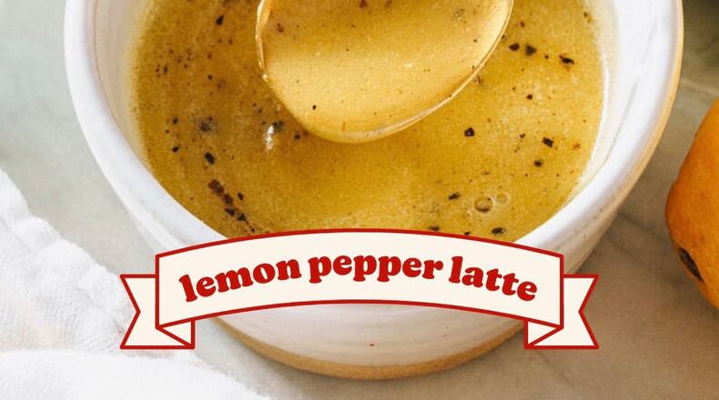 The Lemon Pepper Latte from Finca to Filter's April Fools' Day menu on Instagram.