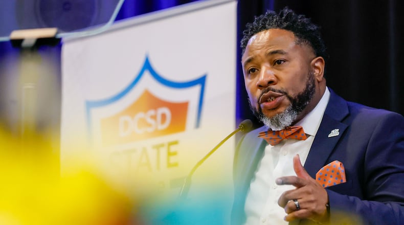Dekalb County Superintendent Dr. Devon Horton speaks during the State of the District Address at Courtyard Marriott Hotel in Downtown Decatur on Thursday, March 14, 2024.
Miguel Martinez /miguel.martinezjimenez@ajc.com