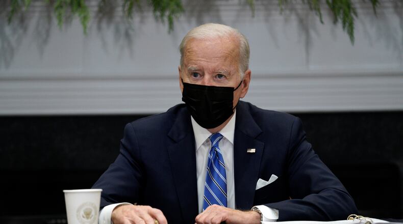 President Joe Biden meets with members of the COVID-19 Response Team on the latest developments related to the omicron variant at the White House in Washington, D.C., on Thursday, Dec. 16, 2021. (Yuri Gripas/Abaca Press/TNS)