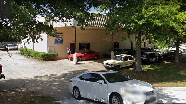 Sandy Springs is acquiring land on the corner of Hilderbrand Drive and Blue Stone Road, currently occupied by an auto repair business, for a possible second phase of City Springs. GOOGLE MAPS