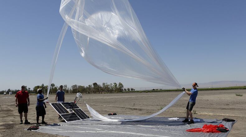 The Project Loon team from Alphabet, Google’s parent company, launches a high-altitude balloon carrying electronic testing equipment. The balloons are being used to deliver internet service to remote areas of the world. (Gary Reyes/Bay Area News Group/TNS)