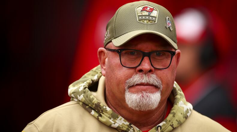 Head coach Bruce Arians of the Tampa Bay Buccaneers looks on before the game against the New Orleans Saints on Nov. 17, 2019 at Raymond James Stadium in Tampa, Florida. (Photo by Will Vragovic/Getty Images)