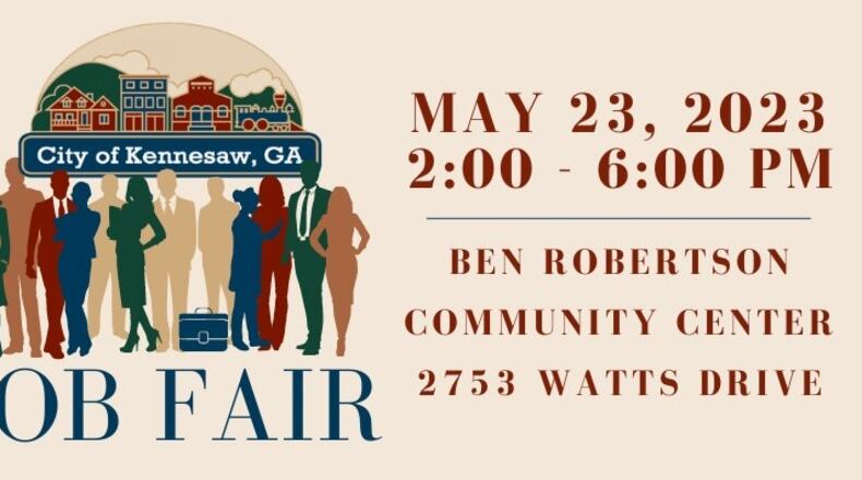 For free, job seekers are welcome to the Kennesaw Job Fair from 2-6 p.m. May 23 at the Ben Robertson Community Center, 2753 Watts Drive, Kennesaw. (Courtesy of Kennesaw)
