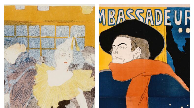 These two works, “The Clowness at the Moulin Rouge,” and “Ambassadeurs: AristideBruant,” are part of a catalogue of 53 European master works bequeathed to the High Museum by Atlanta collectors Irene and Howard Stein.