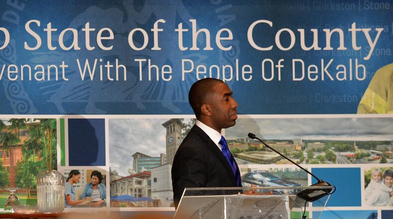 CEO Lee May delivers the State of the County address to business leaders in January. BRANT SANDERLIN / BSANDERLIN@AJC.COM