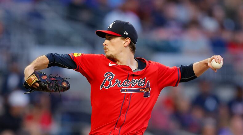 Max Fried of the Atlanta Braves pitches during the first inning against the Kansas City Royals at Truist Park on Friday, Sept. 27, 2024, in Atlanta. (Todd Kirkland/Getty Images/TNS)