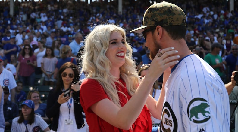 Ben Zobrist, the former Chicago Cubs utility player and 2016 World Series MVP, has filed a lawsuit accusing his former minister of having a sexual relationship with his wife Julianna and defrauding Zobrist’s charity foundation. (Brian Cassella/Chicago Tribune/TNS)