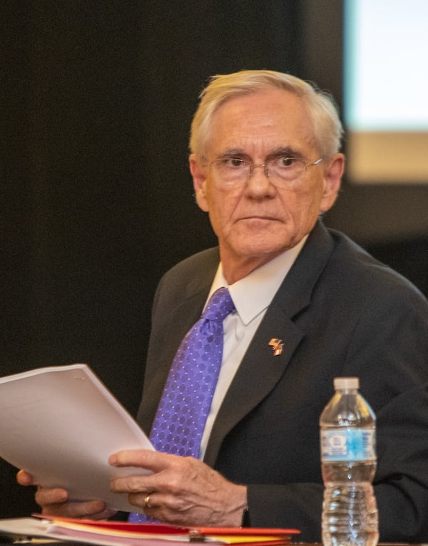 Stone Mountain Memorial Association CEO Bill Stephens meets on Monday, May 23, 2022, at the Evergreen Conference Center in the park. (Jenni Girtman for The Atlanta Journal-Constitution)