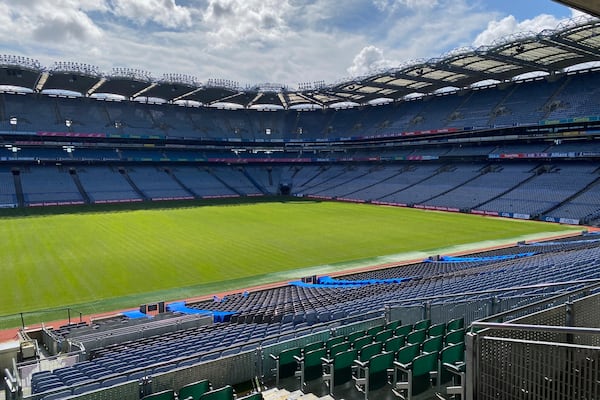 FILE - A view from inside Croke Park in Dublin, Ireland, Thursday, Aug. 24, 2023. (AP Photo/Ken Maguire, File)
