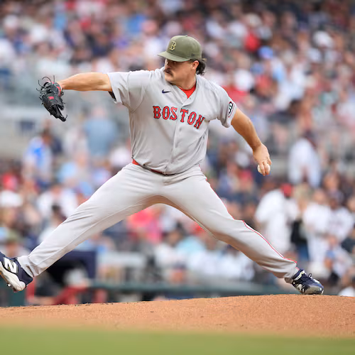 Boston Red Sox pitcher Payton Tolle (70) delivers in the first inning of a baseball game against the Atlanta Braves Saturday, May 16, 2026, in Atlanta. (AP Photo/Brynn Anderson)