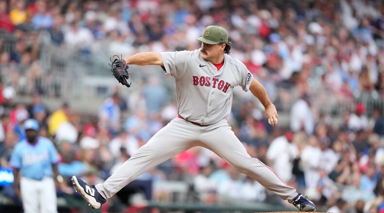 Boston Red Sox pitcher Payton Tolle (70) delivers in the first inning of a baseball game against the Atlanta Braves Saturday, May 16, 2026, in Atlanta. (AP Photo/Brynn Anderson)
