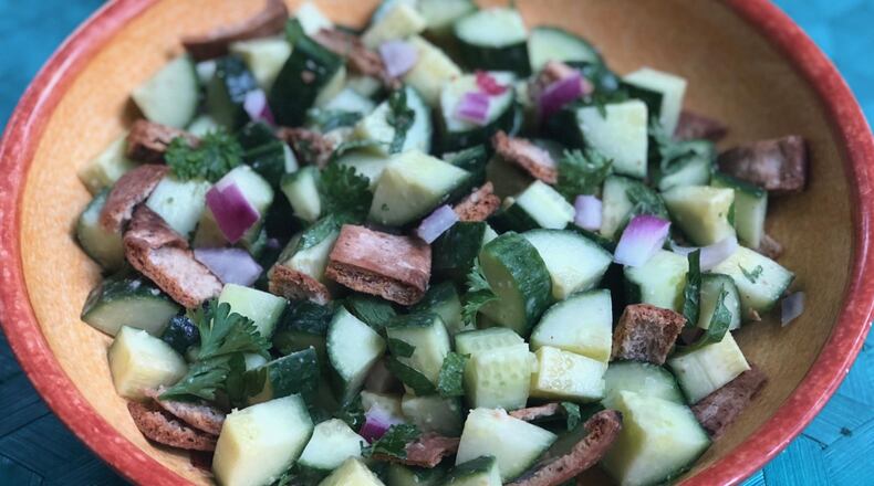 Hummus mixed with freshly squeezed lemon juice adds a creamy finish to this dairy-free cucumber salad. CONTRIBUTED BY KELLIE HYNES