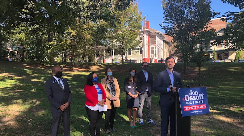 Jon Ossoff holds a press conference with state Democratic leaders.