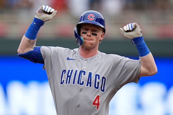 Chicago Cubs' Pete Crow-Armstrong runs the bases after hitting a 2-run home run during the third inning of a baseball game against the Minnesota Twins Thursday, July 10, 2025, in Minneapolis. (AP Photo/Abbie Parr)