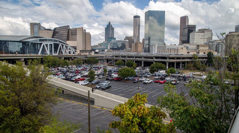 “The Gulch”stretches from the Five Points MARTA station to Mercedes-Benz Stadium in Atlanta. Developer CIM Group plans a massive $5 billion mix of offices, apartments, hotels and retail on the 40-acre site. (Photo by Phil Skinner)