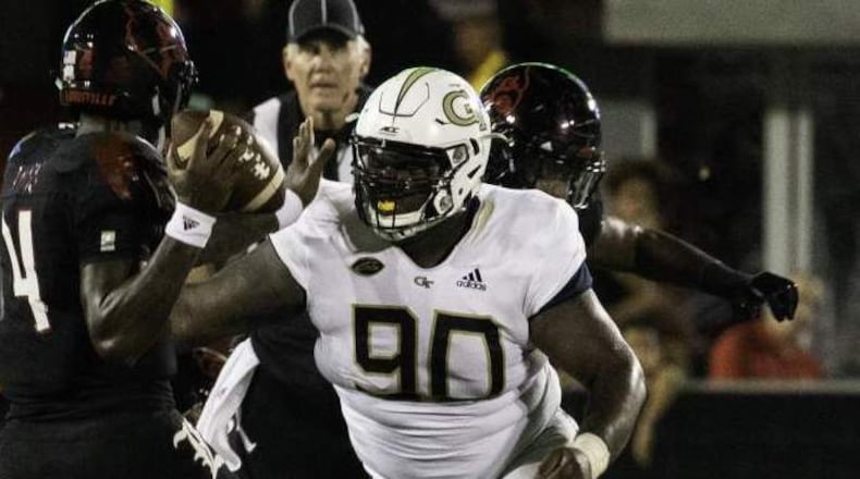 Georgia Tech defensive tackle Brandon Adams died March 23, 2019, in Atlanta at the age of 21. (Michelle Hutchins/Georgia Tech Athletics)