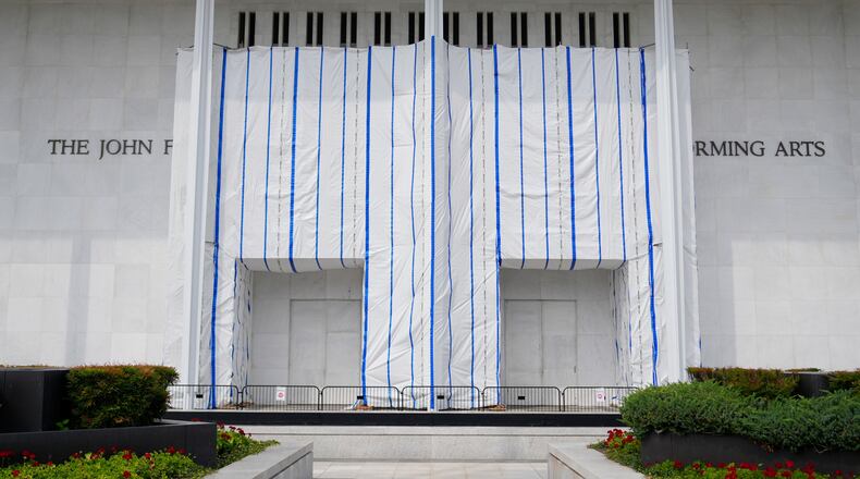 The exterior of the Kennedy Center is seen, Thursday, Aug. 27, 2026 in Washington. (Photo/Pablo Martinez Monsivais)