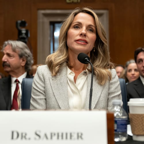 Dr. Nicole Saphier, surgeon general nominee, testifies before the Senate Committee on Health, Education, Labor and Pensions during a confirmation hearing on Capitol Hill Wednesday, Sept. 16, 2026, in Washington. (AP Photo/Jose Luis Magana)