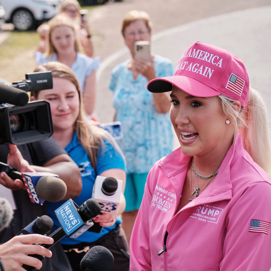 Savannah Chrisley, daughter of former reality TV stars Todd and Julie Chrisley, speaks outside the Federal Prison Camp on May 28, 2025, in Pensacola, Fla. President Donald Trump pardoned Todd and Julie Chrisley, who were found guilty of defrauding banks out of $36 million and hiding millions in earnings to avoid paying taxes. (Dan Anderson/AP)