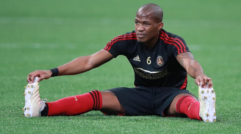 Atlanta United midfielder Darlington Nagbe prepares to play Orlando City in a MLS soccer match on Sunday, May 12, 2019, in Atlanta. Curtis Compton/ccompton@ajc.com
