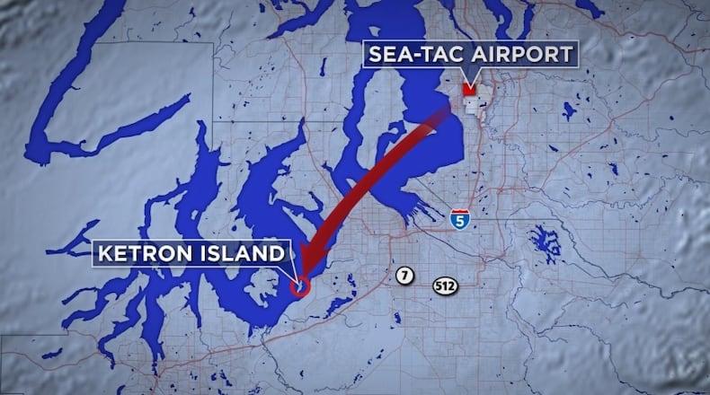 Ketron Island is located 40 miles southwest of Seattle-Tacoma International Airport.