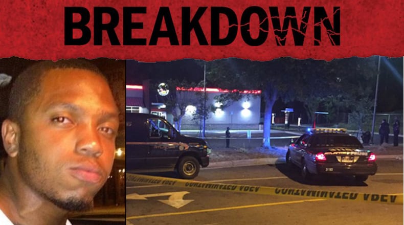 Reginald "Reggie" Coicou, in a photo from his family's gofundme.com page. At right is the scene of Coicou's murder. (Channel 2 Action News)