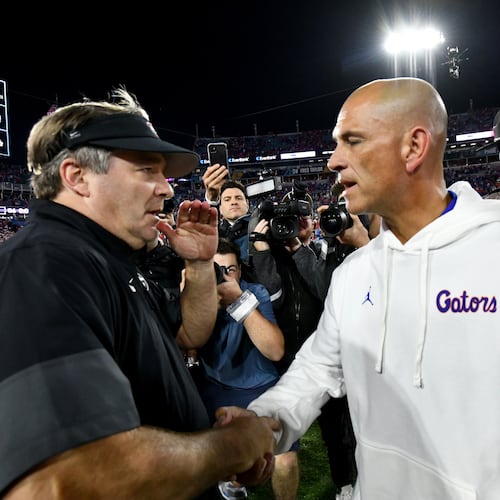 Florida interim head coach Billy Gonzales said wanting to keep the ball out of Gunner Stockton's hands factored into his late-game fourth-down decision in the 24-20 Georgia win. (Hyosub Shin/AJC)