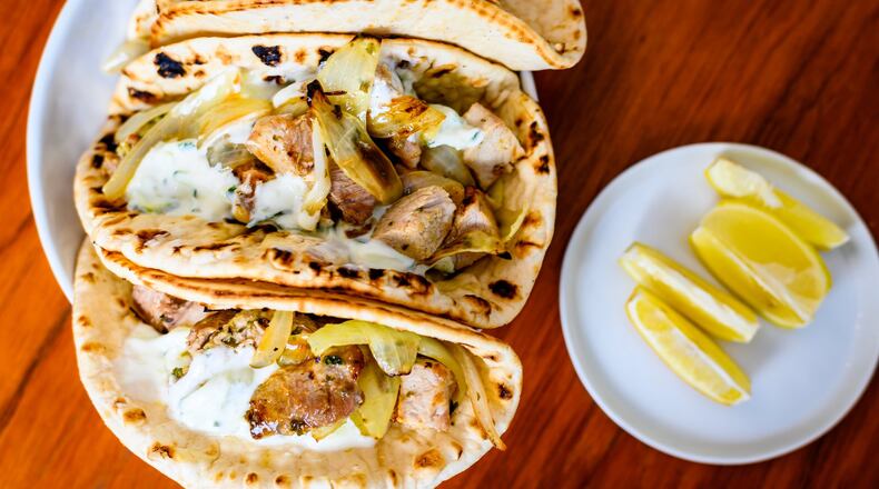Pork Souvlaki. CONTRIBUTED BY HENRI HOLLIS
