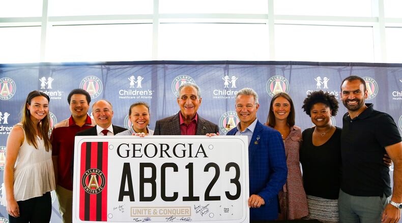 Atlanta United holds a press conference to unveil the Atlanta United FC state of Georgia license plate at the Childrenâs Healthcare of Atlanta Training Ground in Marietta, Ga. on Monday, May 6, 2019. (Photo/Steffenie Burns)